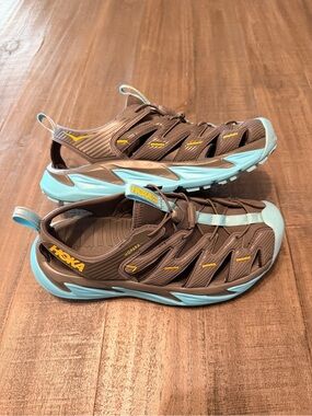 Hoka One One Hopara Shoes Womens 9.5 Gull Grey Antigua Hiking Sandals Blue Gray